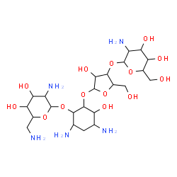 ChemSpider 2D Image | 4,6-Diamino-2-{[3-O-(2-amino-2-deoxyhexopyranosyl)pentofuranosyl]oxy}-3-hydroxycyclohexyl 2,6-diamino-2,6-dideoxyhexopyranoside | C23H45N5O14
