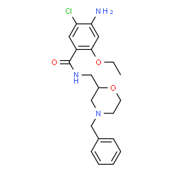 ChemSpider 2D Image | 4-Amino-N-[(4-benzyl-2-morpholinyl)methyl]-5-chloro-2-ethoxybenzamide | C21H26ClN3O3