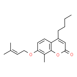 ChemSpider 2D Image | 4-Butyl-8-methyl-7-[(3-methyl-2-buten-1-yl)oxy]-2H-chromen-2-one | C19H24O3