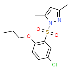 ChemSpider 2D Image | 1-[(5-Chloro-2-propoxyphenyl)sulfonyl]-3,5-dimethyl-1H-pyrazole | C14H17ClN2O3S