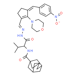 ChemSpider 2D Image | N-{3-Methyl-1-[(2E)-2-{[(3Z)-2-(4-morpholinyl)-3-(4-nitrobenzylidene)-1-cyclopenten-1-yl]methylene}hydrazino]-1-oxo-2-butanyl}-1-adamantanecarboxamide | C33H43N5O5