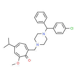 ChemSpider 2D Image | 7-({4-[(4-Chlorophenyl)(phenyl)methyl]-1-piperazinyl}methyl)-4-isopropyl-2-methoxy-2,4,6-cycloheptatrien-1-one | C29H33ClN2O2