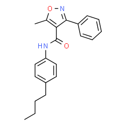 ChemSpider 2D Image | N-(4-Butylphenyl)-5-methyl-3-phenyl-1,2-oxazole-4-carboxamide | C21H22N2O2