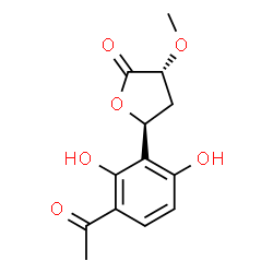 ChemSpider 2D Image | (3R,5S)-5-(3-Acetyl-2,6-dihydroxyphenyl)-3-methoxydihydro-2(3H)-furanone | C13H14O6