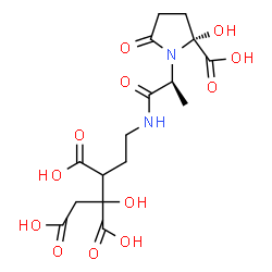ChemSpider 2D Image | 5-({(2S)-2-[(2R)-2-Carboxy-2-hydroxy-5-oxo-1-pyrrolidinyl]propanoyl}amino)-2-hydroxy-1,2,3-pentanetricarboxylic acid | C16H22N2O12