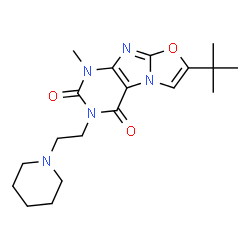 ChemSpider 2D Image | 1-Methyl-7-(2-methyl-2-propanyl)-3-[2-(1-piperidinyl)ethyl][1,3]oxazolo[2,3-f]purine-2,4(1H,3H)-dione | C19H27N5O3