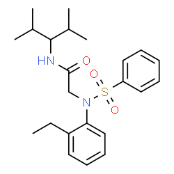ChemSpider 2D Image | N-(2,4-Dimethyl-3-pentanyl)-N~2~-(2-ethylphenyl)-N~2~-(phenylsulfonyl)glycinamide | C23H32N2O3S