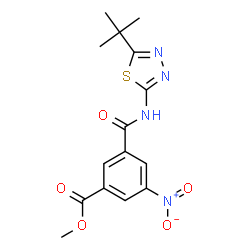ChemSpider 2D Image | Methyl 3-{[5-(2-methyl-2-propanyl)-1,3,4-thiadiazol-2-yl]carbamoyl}-5-nitrobenzoate | C15H16N4O5S