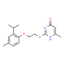 ChemSpider 2D Image | 2-{[2-(2-Isopropyl-4-methylphenoxy)ethyl]sulfanyl}-6-methyl-4(1H)-pyrimidinone | C17H22N2O2S