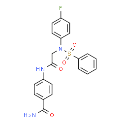 ChemSpider 2D Image | 4-{[N-(4-Fluorophenyl)-N-(phenylsulfonyl)glycyl]amino}benzamide | C21H18FN3O4S