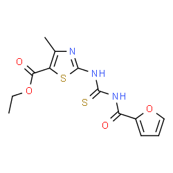 ChemSpider 2D Image | Ethyl 2-[(2-furoylcarbamothioyl)amino]-4-methyl-1,3-thiazole-5-carboxylate | C13H13N3O4S2