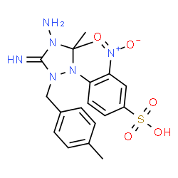 ChemSpider 2D Image | 4-[4-Amino-3-imino-5,5-dimethyl-2-(4-methylbenzyl)-1,2,4-triazolidin-1-yl]-3-nitrobenzenesulfonic acid | C18H22N6O5S