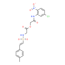 ChemSpider 2D Image | 2-[(5-Chloro-2-nitrophenyl)amino]-2-oxoethyl N-{[(E)-2-(4-methylphenyl)vinyl]sulfonyl}glycinate | C19H18ClN3O7S