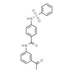 ChemSpider 2D Image | N-(3-Acetylphenyl)-4-[(phenylsulfonyl)amino]benzamide | C21H18N2O4S