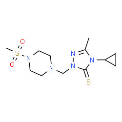 ChemSpider 2D Image | 4-Cyclopropyl-5-methyl-2-{[4-(methylsulfonyl)-1-piperazinyl]methyl}-2,4-dihydro-3H-1,2,4-triazole-3-thione | C12H21N5O2S2