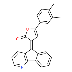 ChemSpider 2D Image | (3Z)-5-(3,4-Dimethylphenyl)-3-(5H-indeno[1,2-b]pyridin-5-ylidene)-2(3H)-furanone | C24H17NO2