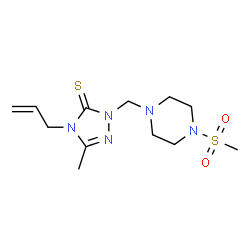 ChemSpider 2D Image | 4-Allyl-5-methyl-2-{[4-(methylsulfonyl)-1-piperazinyl]methyl}-2,4-dihydro-3H-1,2,4-triazole-3-thione | C12H21N5O2S2