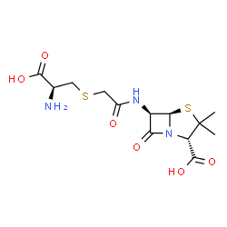 ChemSpider 2D Image | (2S,5R,6R)-6-[({[(2S)-2-Amino-2-carboxyethyl]sulfanyl}acetyl)amino]-3,3-dimethyl-7-oxo-4-thia-1-azabicyclo[3.2.0]heptane-2-carboxylic acid | C13H19N3O6S2