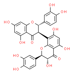 ChemSpider 2D Image | (2S,2'R,3R,3'R)-2,2'-Bis(3,4-dihydroxyphenyl)-3',5,5',7,7'-pentahydroxy-2,2',3,3'-tetrahydro-4H,4'H-3,8'-bichromene-4,4'-dione | C30H22O13