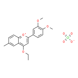 ChemSpider 2D Image | 2-(3,4-Dimethoxyphenyl)-4-ethoxy-6-methylchromenium perchlorate | C20H21ClO8