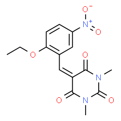 ChemSpider 2D Image | 5-(2-Ethoxy-5-nitrobenzylidene)-1,3-dimethyl-2,4,6(1H,3H,5H)-pyrimidinetrione | C15H15N3O6