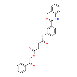ChemSpider 2D Image | 2-Oxo-2-phenylethyl 4-({3-[(2-methylphenyl)carbamoyl]phenyl}amino)-4-oxobutanoate | C26H24N2O5
