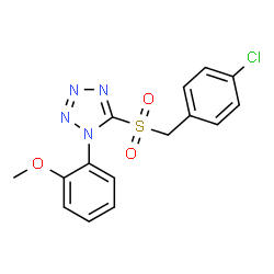 ChemSpider 2D Image | 5-[(4-Chlorobenzyl)sulfonyl]-1-(2-methoxyphenyl)-1H-tetrazole | C15H13ClN4O3S
