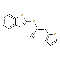 ChemSpider 2D Image | (2E)-2-(1,3-Benzothiazol-2-ylsulfanyl)-3-(2-thienyl)acrylonitrile | C14H8N2S3
