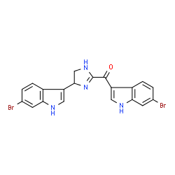 ChemSpider 2D Image | (6-Bromo-1H-indol-3-yl)[4-(6-bromo-1H-indol-3-yl)-4,5-dihydro-1H-imidazol-2-yl]methanone | C20H14Br2N4O