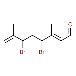 ChemSpider 2D Image | (2E)-4,6-Dibromo-3,7-dimethyl-2,7-octadienal | C10H14Br2O