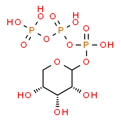 ChemSpider 2D Image | 1-O-(Hydroxy{[hydroxy(phosphonooxy)phosphoryl]oxy}phosphoryl)-D-ribopyranose | C5H13O14P3