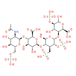 ChemSpider 2D Image | (2S,3S,4R,5R,6R)-3-({(2R,3R,4R,5S,6R)-3-Acetamido-4,5-dihydroxy-6-[(sulfooxy)methyl]tetrahydro-2H-pyran-2-yl}oxy)-6-{[(2S,3S,4S,5R,6S)-6-{[(2R,3S,4S,5R)-2-carboxy-4,6-dihydroxy-5-(sulfooxy)tetrahydro-
2H-pyran-3-yl]oxy}-2-hydroxy-4-(sulfomethyl)-5-(sulfooxy)tetrahydro-2H-pyran-3-yl]oxy}-4,5-dihydroxytetrahydro-2H-pyran-2-carboxylic acid | C26H41NO34S4