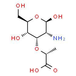 ChemSpider 2D Image | 2-Amino-3-O-[(1R)-1-carboxyethyl]-2-deoxy-beta-D-allopyranose | C9H17NO7