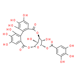 ChemSpider 2D Image | (1S,18R,20S,21S,22S)-6,7,8,11,12,13,21,22-Octahydroxy-3,16-dioxo-2,17,19-trioxatetracyclo[16.3.1.0~4,9~.0~10,15~]docosa-4,6,8,10,12,14-hexaen-20-yl 3,4,5-trihydroxybenzoate | C26H20O18