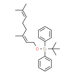 ChemSpider 2D Image | {[(2Z)-3,7-Dimethyl-2,6-octadien-1-yl]oxy}(2-methyl-2-propanyl)diphenylsilane | C26H36OSi