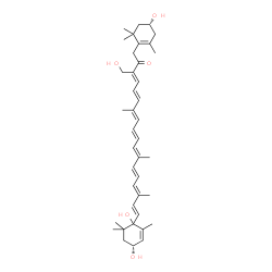 ChemSpider 2D Image | (3R,3'R)-3,3',6',19-Tetrahydroxy-4',5'-didehydro-5',6',7,8-tetrahydro-beta,beta-caroten-8-one | C40H56O5