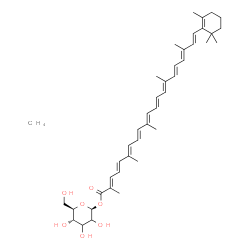 ChemSpider 2D Image | 1-O-[(2E,4E,6E,8E,10E,12E,14E,16E,18E,20E)-2,6,10,15,19-Pentamethyl-21-(2,6,6-trimethyl-1-cyclohexen-1-yl)-2,4,6,8,10,12,14,16,18,20-henicosadecaenoyl]-beta-D-erythro-hexopyranose - methane (1:1) | C42H60O7