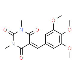 ChemSpider 2D Image | 1,3-Dimethyl-5-(3,4,5-trimethoxybenzylidene)-2,4,6(1H,3H,5H)-pyrimidinetrione | C16H18N2O6