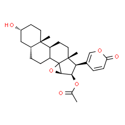 ChemSpider 2D Image | (3alpha,5beta,8xi,14xi,15beta,16beta)-16-Acetoxy-3-hydroxy-14,15-epoxybufa-20,22-dienolide | C26H34O6