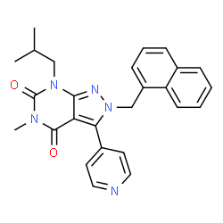 ChemSpider 2D Image | 7-isobutyl-5-methyl-2-(1-naphthylmethyl)-3-(4-pyridyl)alloxanthine | C26H25N5O2