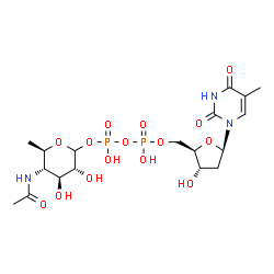ChemSpider 2D Image | dTDP-4-acetamido-4,6-dideoxy-D-glucose | C18H29N3O15P2