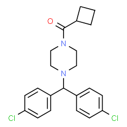 ChemSpider 2D Image | {4-[Bis(4-chlorophenyl)methyl]-1-piperazinyl}(cyclobutyl)methanone | C22H24Cl2N2O
