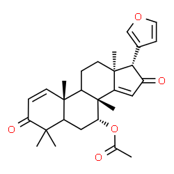 ChemSpider 2D Image | (7alpha,9xi,13alpha,17alpha)-17-(3-Furyl)-4,4,8-trimethyl-3,16-dioxoandrosta-1,14-dien-7-yl acetate | C28H34O5