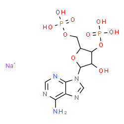 ChemSpider 2D Image | 9H-Purin-6-amine, 9-(3,5-di-O-phosphonopentofuranosyl)-, sodium salt (1:1) | C10H15N5NaO10P2