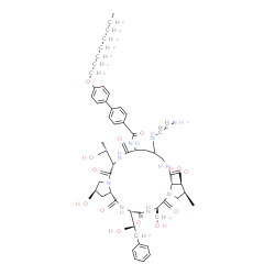 ChemSpider 2D Image | N-{(2R,6S,14aS,15S,16S,20R,23S,25aS)-11-[(2-Aminoethyl)amino]-2,15-dihydroxy-6-[(1R)-1-hydroxyethyl]-20-(hydroxymethyl)-23-[(1R)-1-hydroxy-2-phenylethyl]-16-methyl-5,8,14,19,22,25-hexaoxotetracosahydr
o-1H-dipyrrolo[2,1-c:2',1'-l][1,4,7,10,13,16]hexaazacyclohenicosin-9-yl}-4'-(octyloxy)-4-biphenylcarboxamide | C56H79N9O13