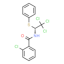 ChemSpider 2D Image | 2-Chloro-N-[(1R)-2,2,2-trichloro-1-(phenylsulfanyl)ethyl]benzamide | C15H11Cl4NOS