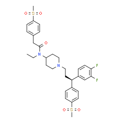 ChemSpider 2D Image | N-(1-{(3R)-3-(3,4-Difluorophenyl)-3-[4-(methylsulfonyl)phenyl]propyl}-4-piperidinyl)-N-ethyl-2-[4-(methylsulfonyl)phenyl]acetamide | C32H38F2N2O5S2