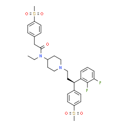 ChemSpider 2D Image | N-(1-{(3R)-3-(2,3-Difluorophenyl)-3-[4-(methylsulfonyl)phenyl]propyl}-4-piperidinyl)-N-ethyl-2-[4-(methylsulfonyl)phenyl]acetamide | C32H38F2N2O5S2