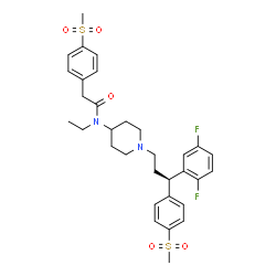 ChemSpider 2D Image | N-(1-{(3R)-3-(2,5-Difluorophenyl)-3-[4-(methylsulfonyl)phenyl]propyl}-4-piperidinyl)-N-ethyl-2-[4-(methylsulfonyl)phenyl]acetamide | C32H38F2N2O5S2