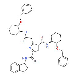 ChemSpider 2D Image | N~5~-[(1S,2S)-2-(Benzyloxy)cyclohexyl]-1-(2-{[(1S,2S)-2-(benzyloxy)cyclohexyl]amino}-2-oxoethyl)-N~3~-(2,3-dihydro-1H-inden-1-yl)-1H-pyrazole-3,5-dicarboxamide | C42H49N5O5